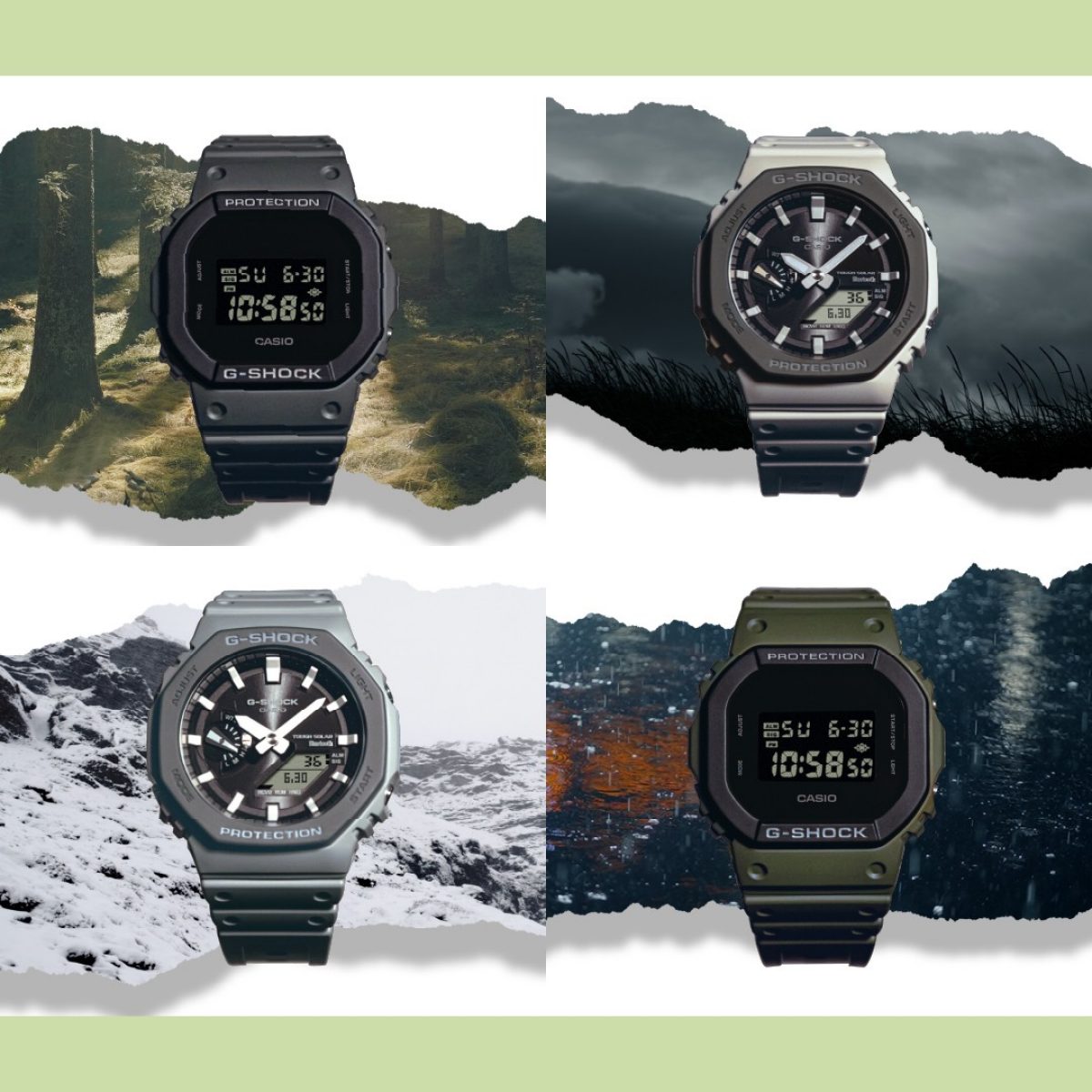 从右上角顺时针：GA-B2100LUU-5A、DW-5610UU-3、GA-B2100LUU-8A、DW-5610UU-8 #7