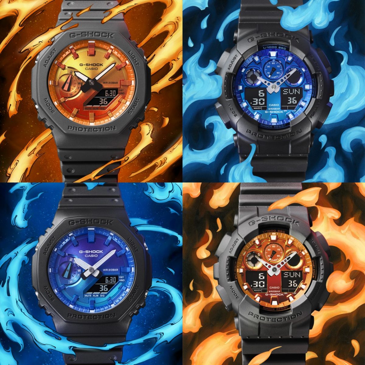 从右上角顺时针：GA-100FL-1A、GA-100FL-8A、GA-2100FL-1A、GA-2100FL-8A  #6